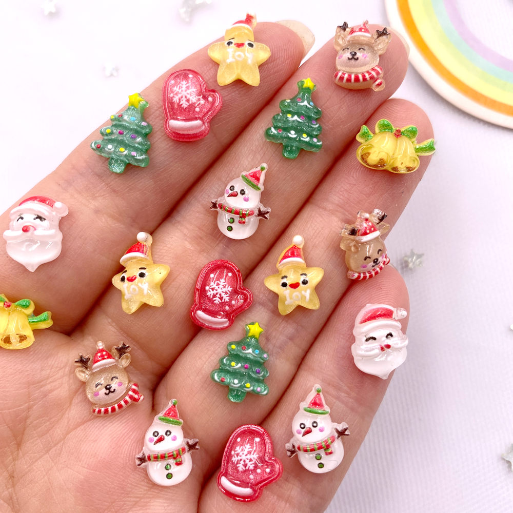 Art Craft Christmas Tree - 50 szt. Żywiczna Mini kolorowa bożonarodzeniowa