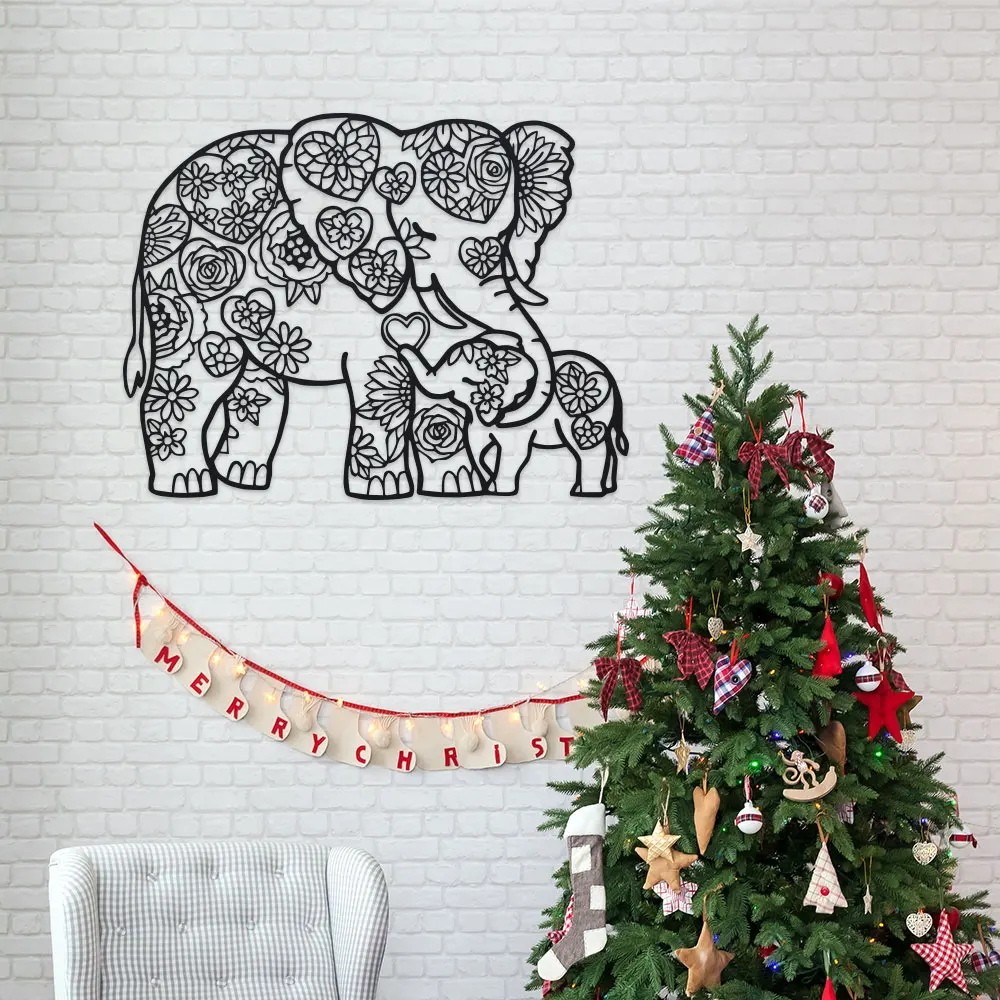 Art Craft Elephant - Żelazny Słoń z Kwiatowymi Sercami, Metalowa