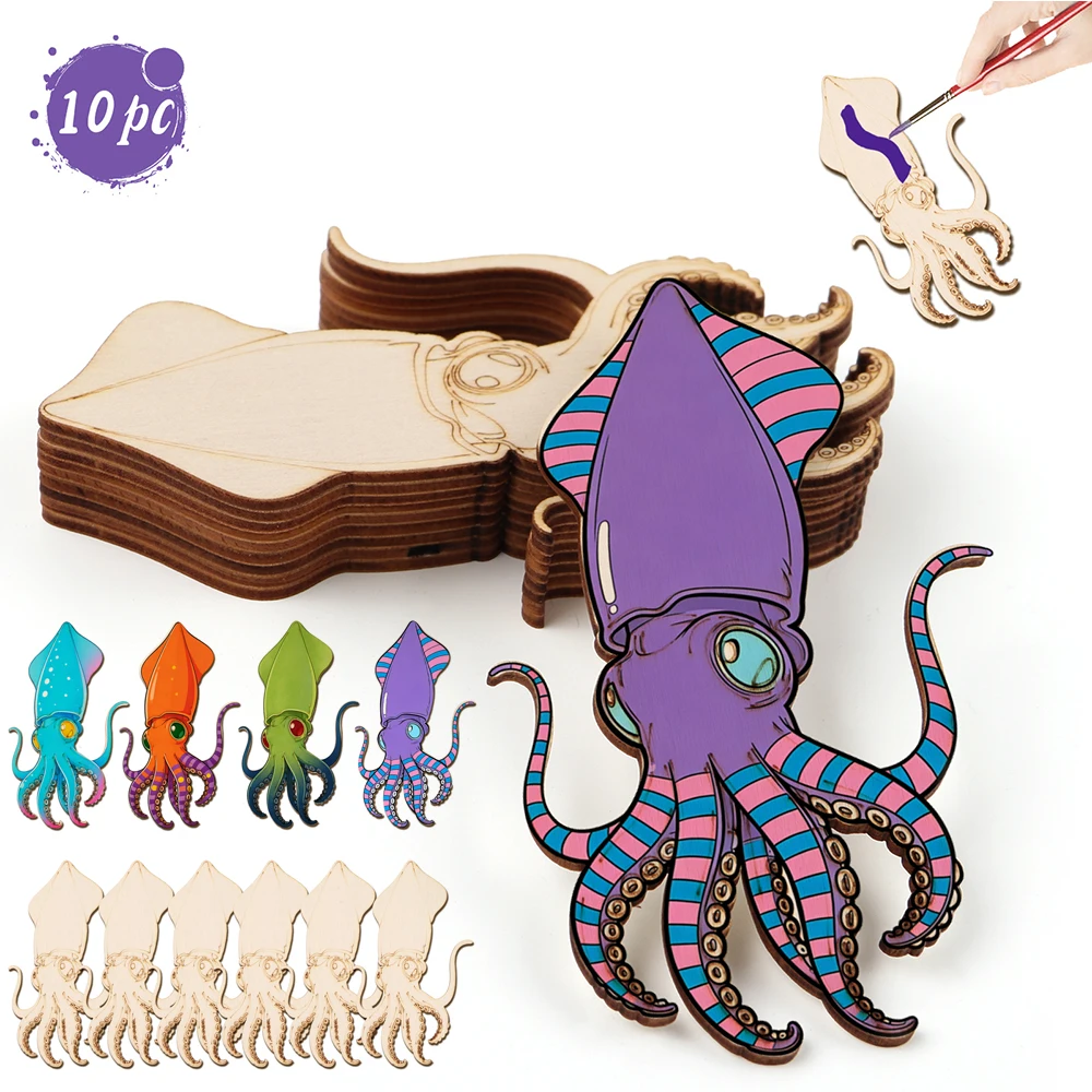 Art Crafts - 10 sztuk/zestaw Niedokończone drewniane ozdoby w
