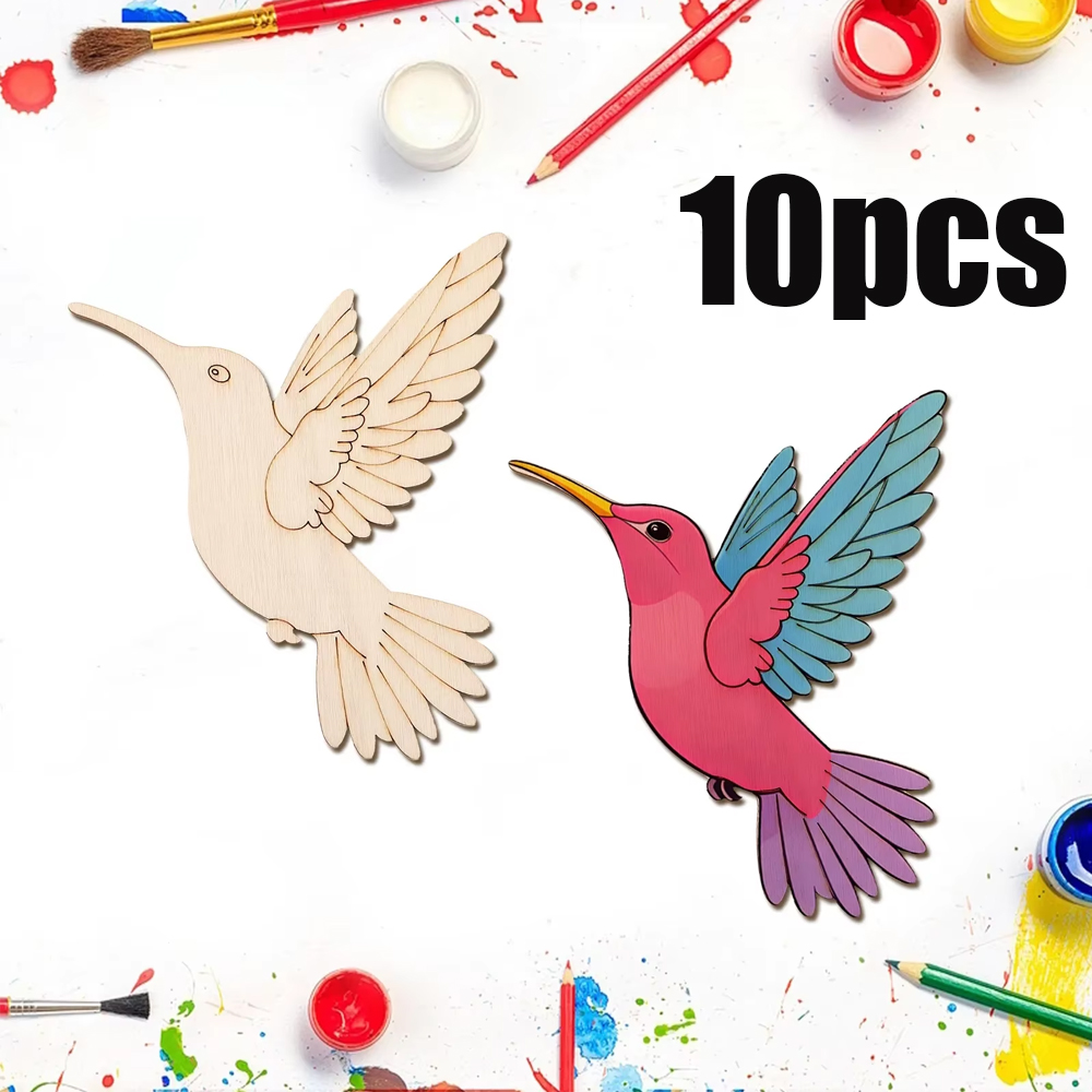 Art Crafts - 10 szt. Niedokończonych drewnianych wycinanych kształtów