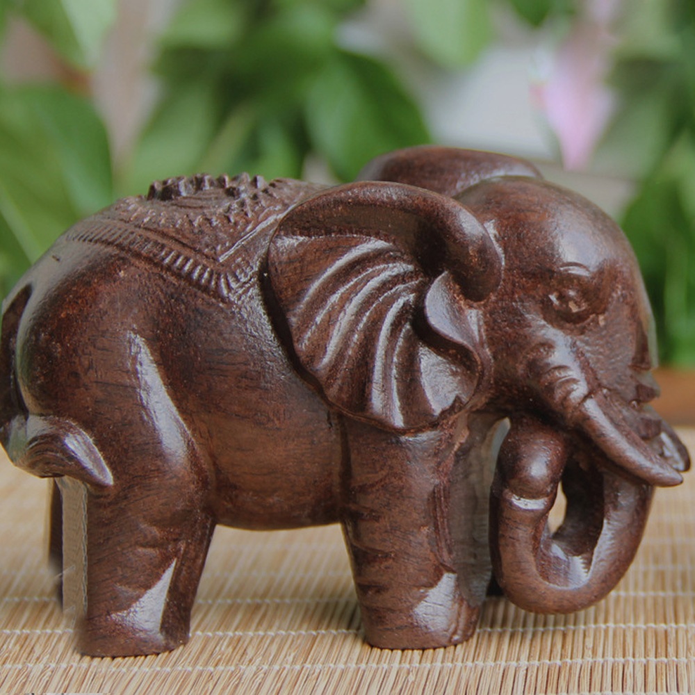 Art Craft Elephant - Drewniany słoń rzeźbione dekoracyjne buddy zwierząt